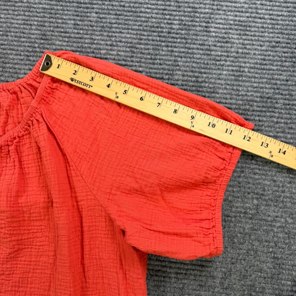 Pact Organic Cotton Gauze Tie Front Top Womens XXL Poppy Red Short Sleeve Blouse - Picture 10 of 11